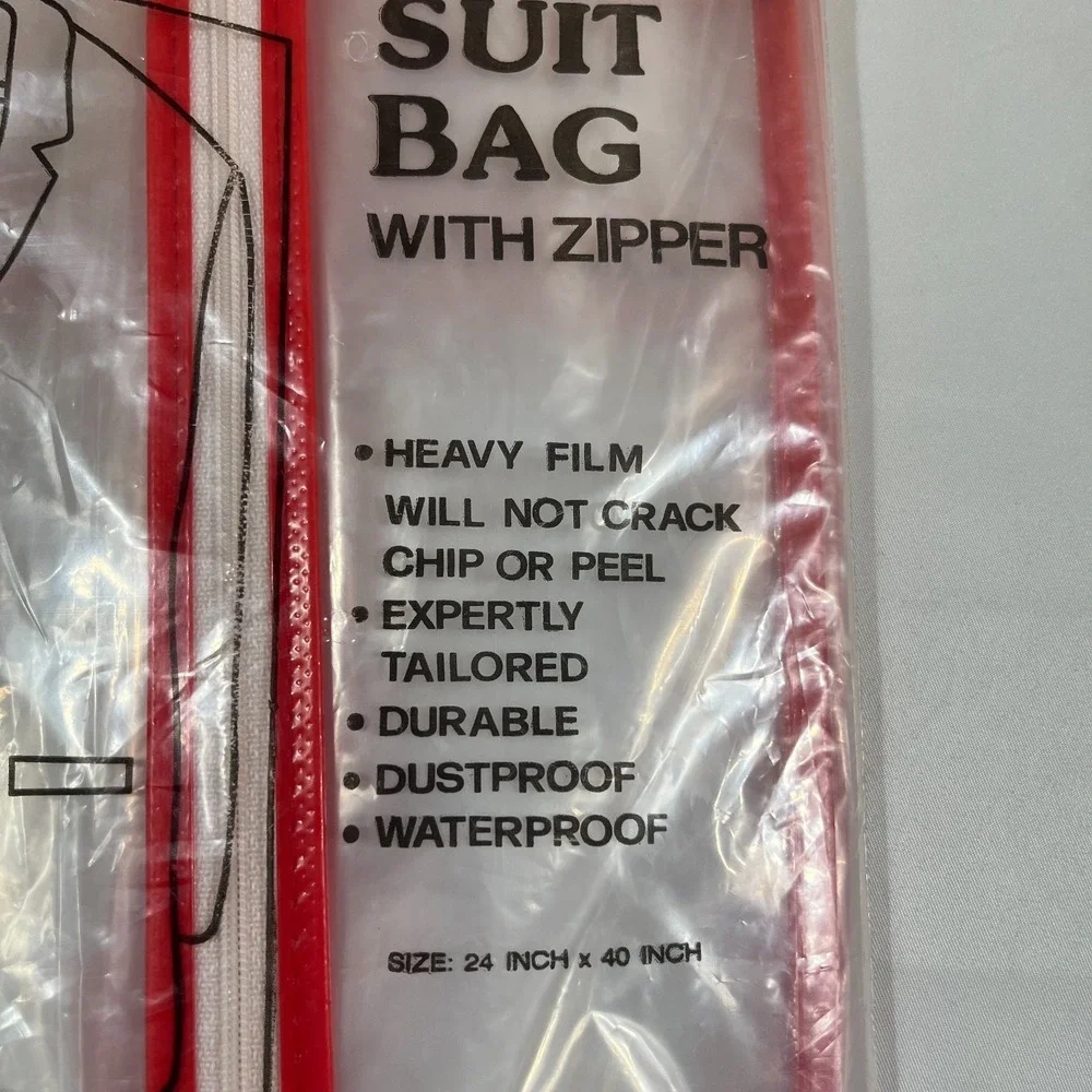 Victory Extra Large Suit Bag Red Trim Vintage Vinyl Garment Cover 24 x 40 NIP